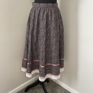 VTG GUNNE SAX Womens Sz 9 Skirt Floral Lace Trim Lightweight Pockets Cottagecore